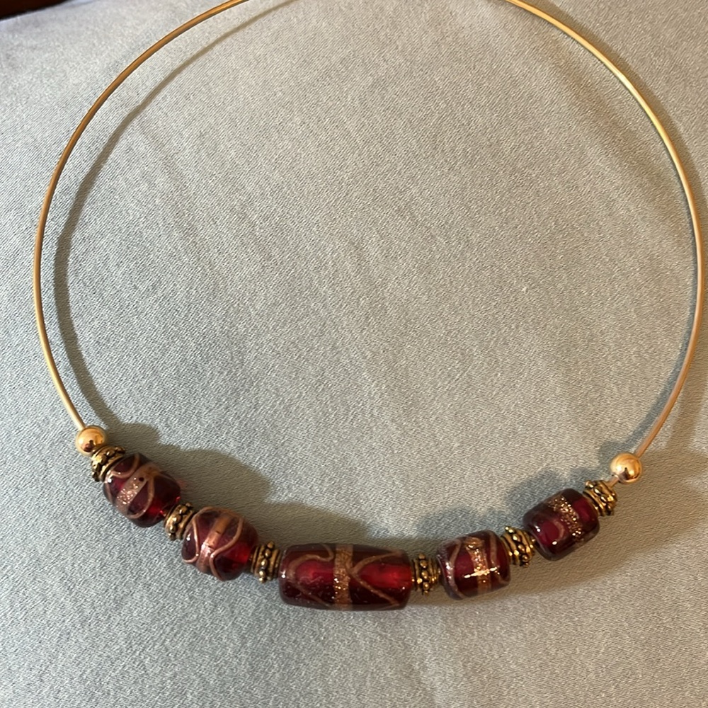 Gold and red choker
